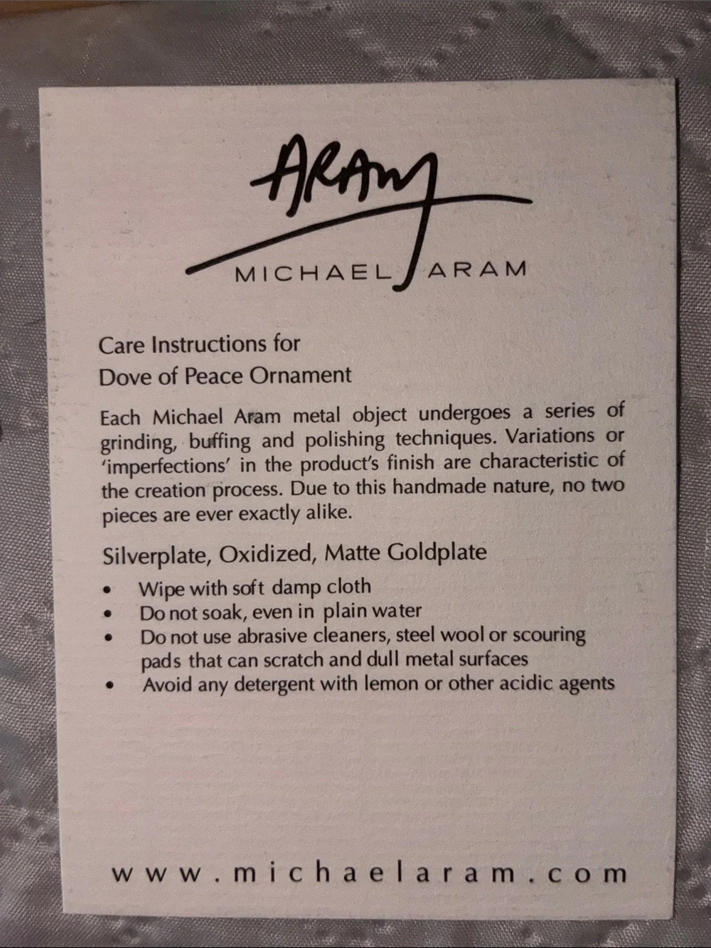 NIB Michael Aram Christmas Dove of Peace Ornament Collection Silverplate Oxidize